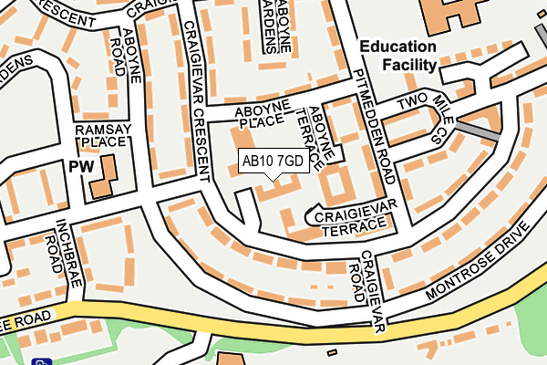 AB10 7GD map - OS OpenMap – Local (Ordnance Survey)