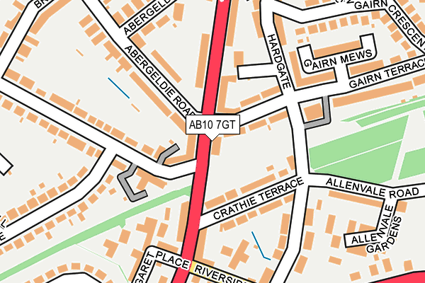 AB10 7GT map - OS OpenMap – Local (Ordnance Survey)
