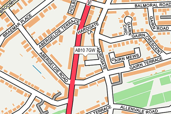 AB10 7GW map - OS OpenMap – Local (Ordnance Survey)