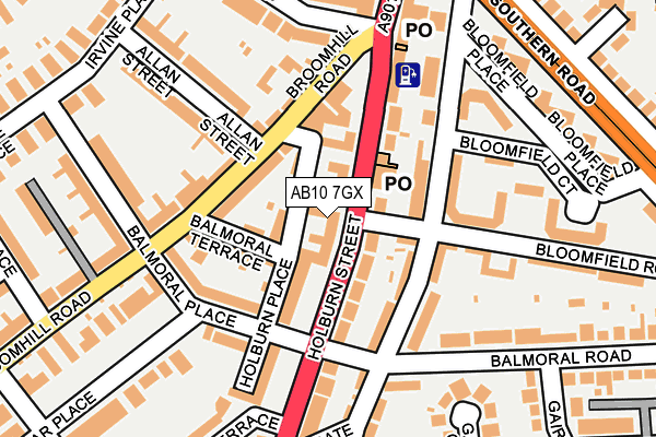 AB10 7GX map - OS OpenMap – Local (Ordnance Survey)