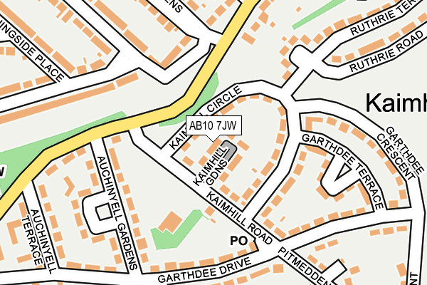 AB10 7JW map - OS OpenMap – Local (Ordnance Survey)