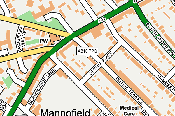AB10 7PQ map - OS OpenMap – Local (Ordnance Survey)