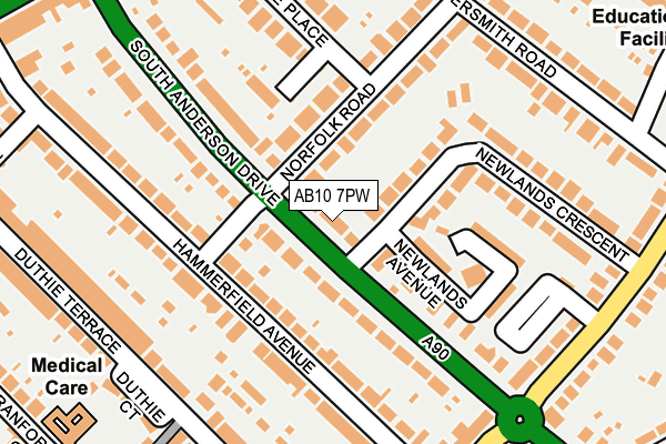 AB10 7PW map - OS OpenMap – Local (Ordnance Survey)