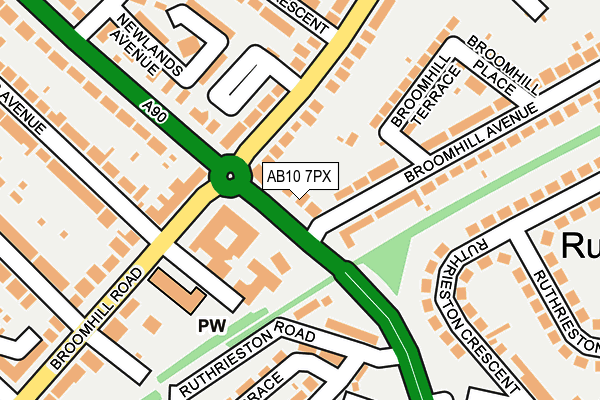 AB10 7PX map - OS OpenMap – Local (Ordnance Survey)