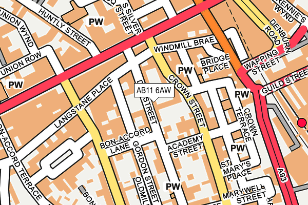 AB11 6AW map - OS OpenMap – Local (Ordnance Survey)