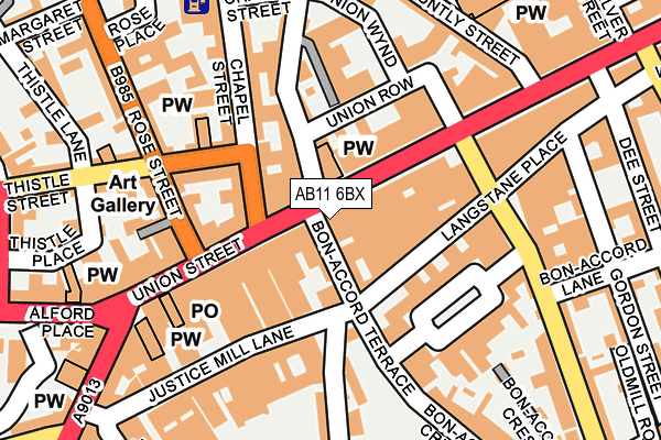 AB11 6BX map - OS OpenMap – Local (Ordnance Survey)