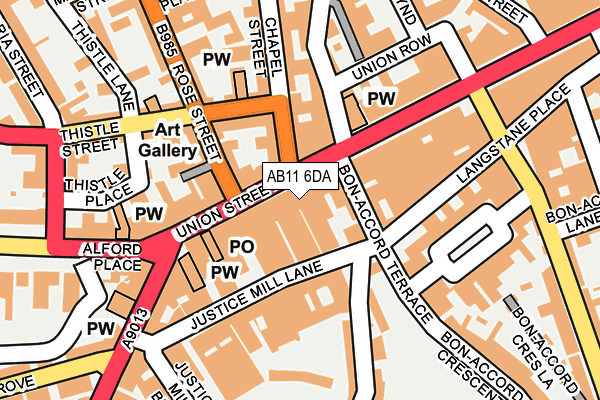 AB11 6DA map - OS OpenMap – Local (Ordnance Survey)