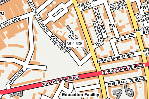 AB11 6DE map - OS OpenMap – Local (Ordnance Survey)