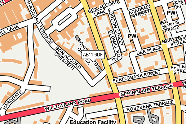 AB11 6DF map - OS OpenMap – Local (Ordnance Survey)