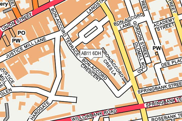 AB11 6DH map - OS OpenMap – Local (Ordnance Survey)