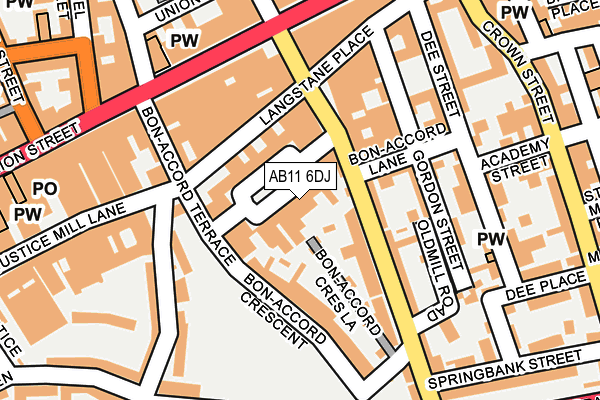 AB11 6DJ map - OS OpenMap – Local (Ordnance Survey)