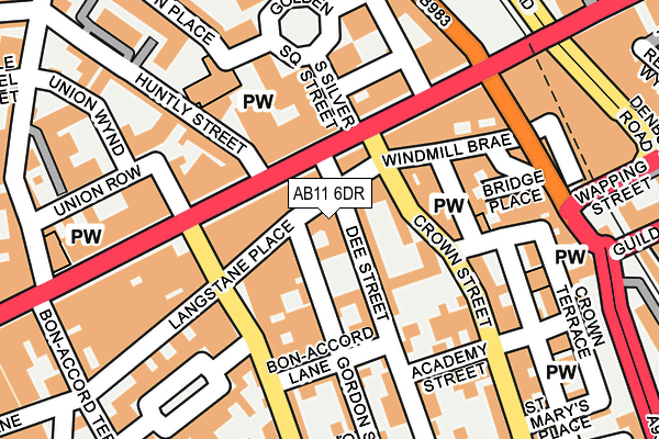 AB11 6DR map - OS OpenMap – Local (Ordnance Survey)