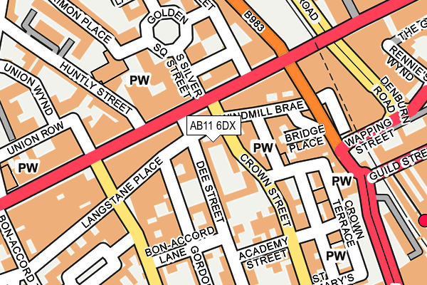 AB11 6DX map - OS OpenMap – Local (Ordnance Survey)