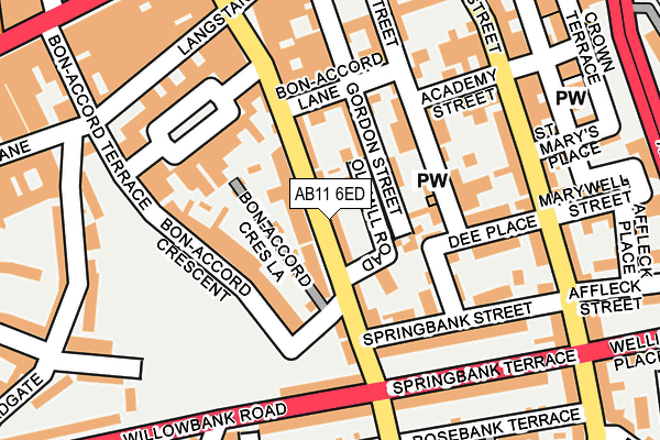 AB11 6ED map - OS OpenMap – Local (Ordnance Survey)