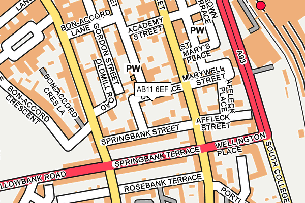 AB11 6EF map - OS OpenMap – Local (Ordnance Survey)