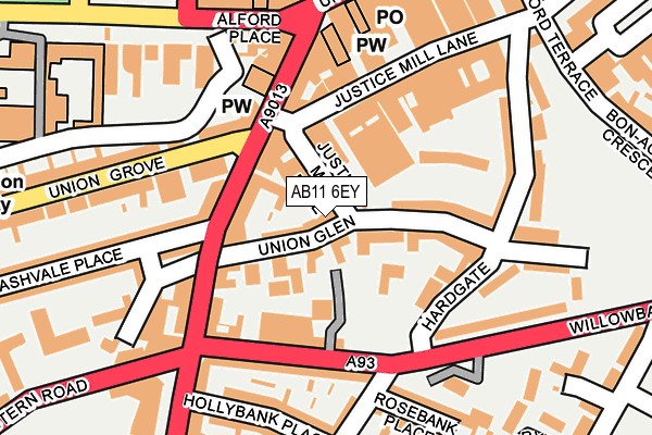 AB11 6EY map - OS OpenMap – Local (Ordnance Survey)