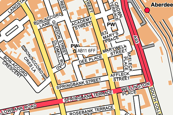 AB11 6FF map - OS OpenMap – Local (Ordnance Survey)