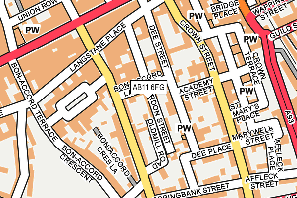 AB11 6FG map - OS OpenMap – Local (Ordnance Survey)