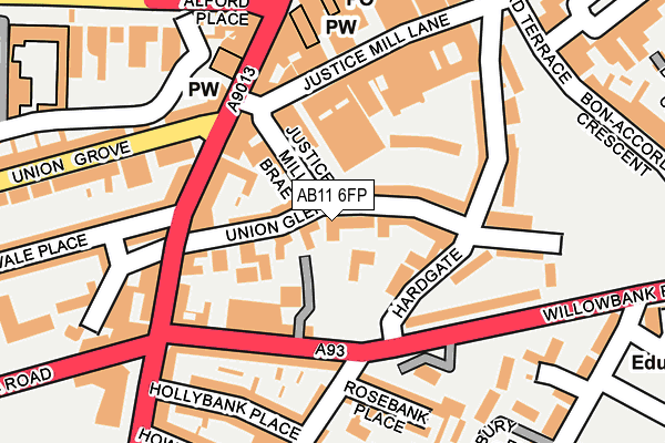 AB11 6FP map - OS OpenMap – Local (Ordnance Survey)