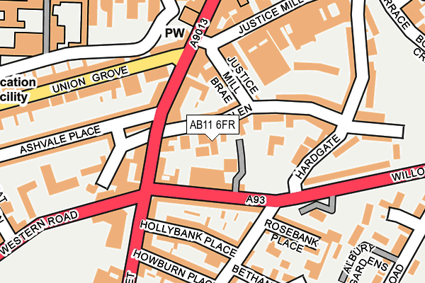 AB11 6FR map - OS OpenMap – Local (Ordnance Survey)