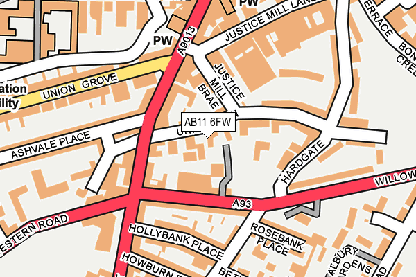 AB11 6FW map - OS OpenMap – Local (Ordnance Survey)