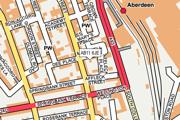 AB11 6JE map - OS OpenMap – Local (Ordnance Survey)