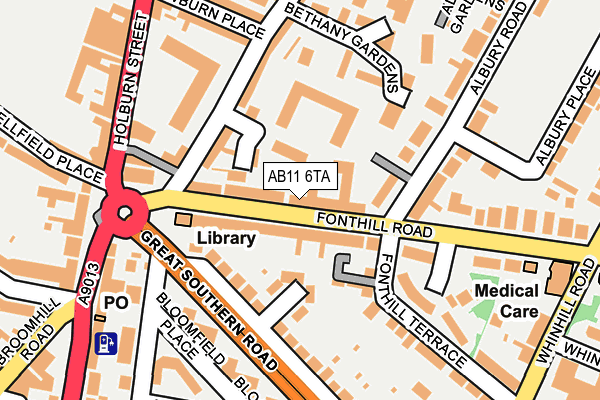 AB11 6TA map - OS OpenMap – Local (Ordnance Survey)