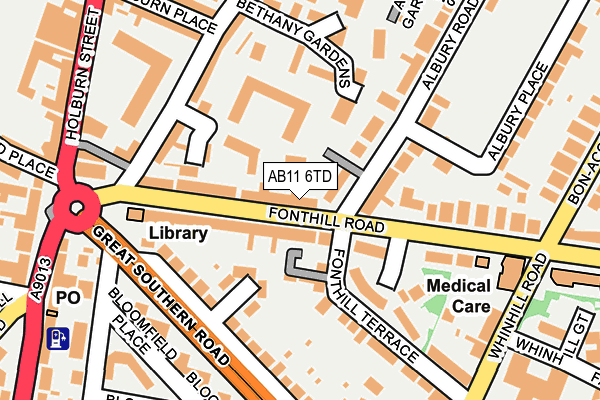 AB11 6TD map - OS OpenMap – Local (Ordnance Survey)