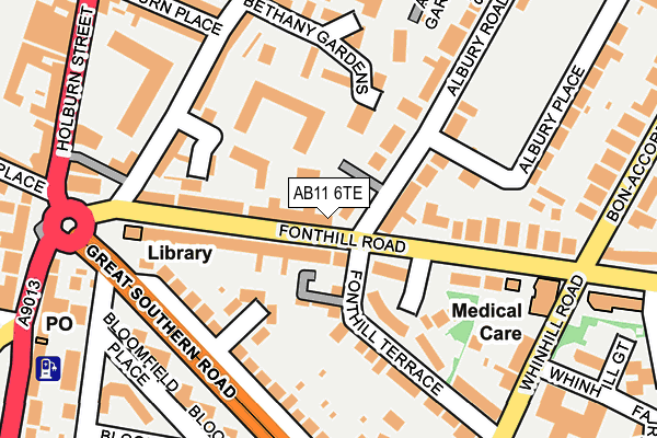 AB11 6TE map - OS OpenMap – Local (Ordnance Survey)