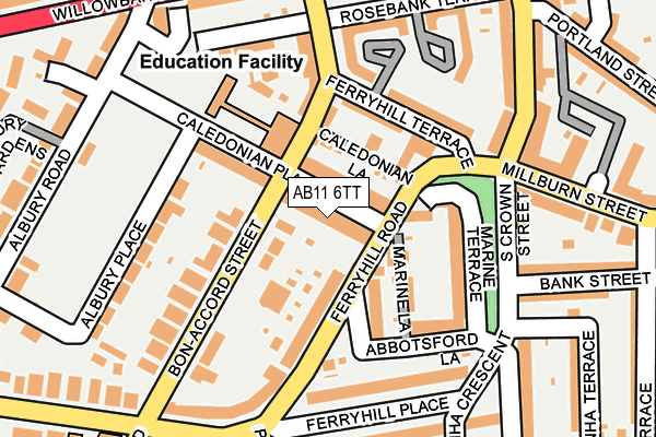 AB11 6TT map - OS OpenMap – Local (Ordnance Survey)