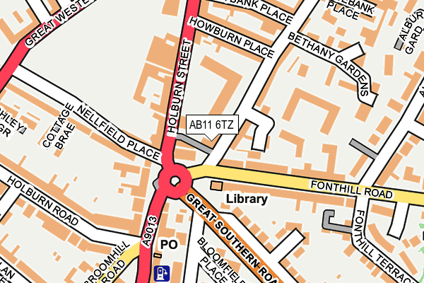 AB11 6TZ map - OS OpenMap – Local (Ordnance Survey)