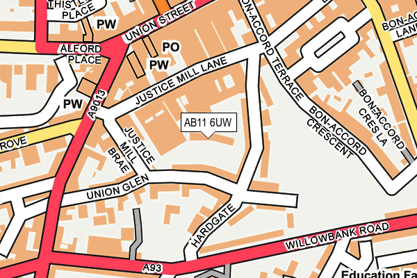 AB11 6UW map - OS OpenMap – Local (Ordnance Survey)