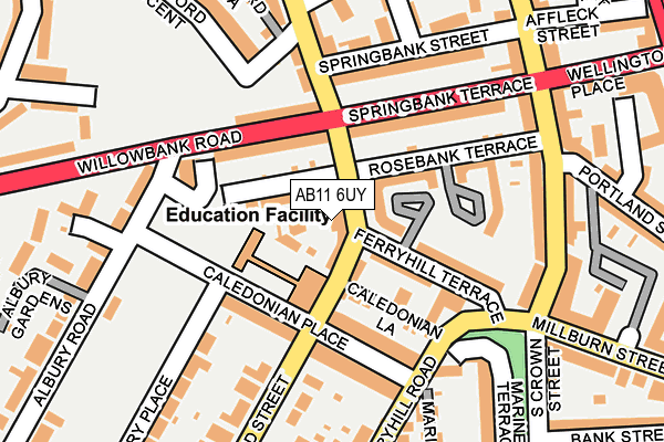 AB11 6UY map - OS OpenMap – Local (Ordnance Survey)