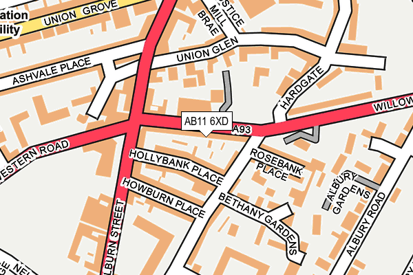 AB11 6XD map - OS OpenMap – Local (Ordnance Survey)