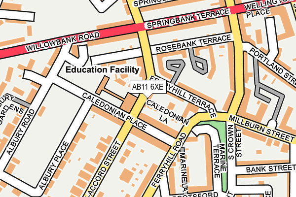 AB11 6XE map - OS OpenMap – Local (Ordnance Survey)
