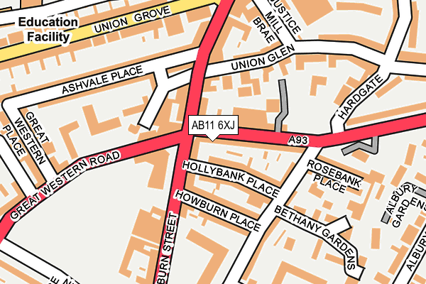 AB11 6XJ map - OS OpenMap – Local (Ordnance Survey)