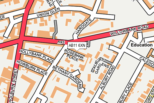 AB11 6XN map - OS OpenMap – Local (Ordnance Survey)