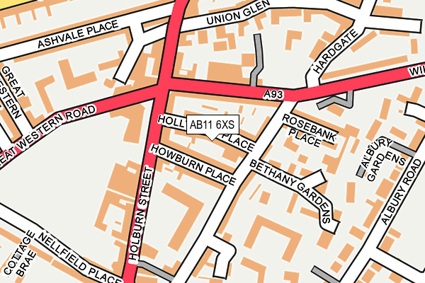 AB11 6XS map - OS OpenMap – Local (Ordnance Survey)