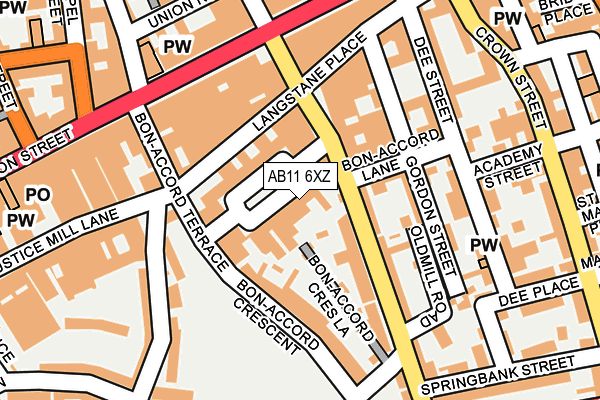 AB11 6XZ map - OS OpenMap – Local (Ordnance Survey)