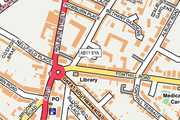 AB11 6YA map - OS OpenMap – Local (Ordnance Survey)
