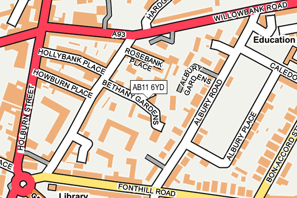 AB11 6YD map - OS OpenMap – Local (Ordnance Survey)