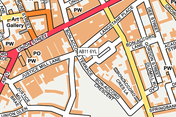 AB11 6YL map - OS OpenMap – Local (Ordnance Survey)