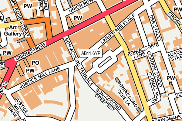AB11 6YP map - OS OpenMap – Local (Ordnance Survey)