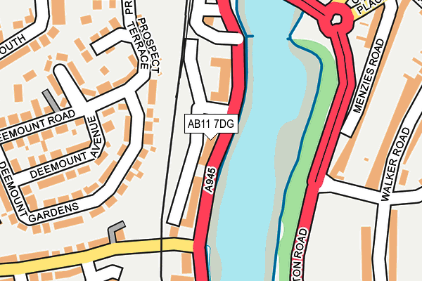 AB11 7DG map - OS OpenMap – Local (Ordnance Survey)