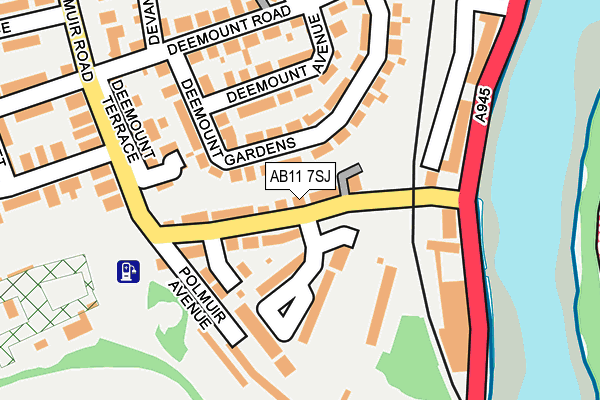 AB11 7SJ map - OS OpenMap – Local (Ordnance Survey)