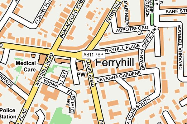 AB11 7SP map - OS OpenMap – Local (Ordnance Survey)