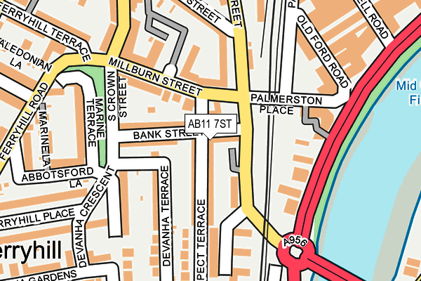 AB11 7ST map - OS OpenMap – Local (Ordnance Survey)