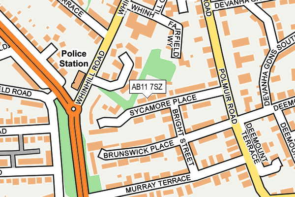 AB11 7SZ map - OS OpenMap – Local (Ordnance Survey)
