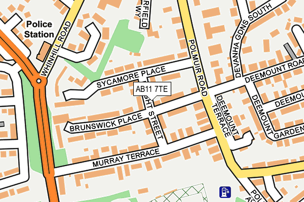 AB11 7TE map - OS OpenMap – Local (Ordnance Survey)