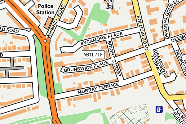 AB11 7TF map - OS OpenMap – Local (Ordnance Survey)